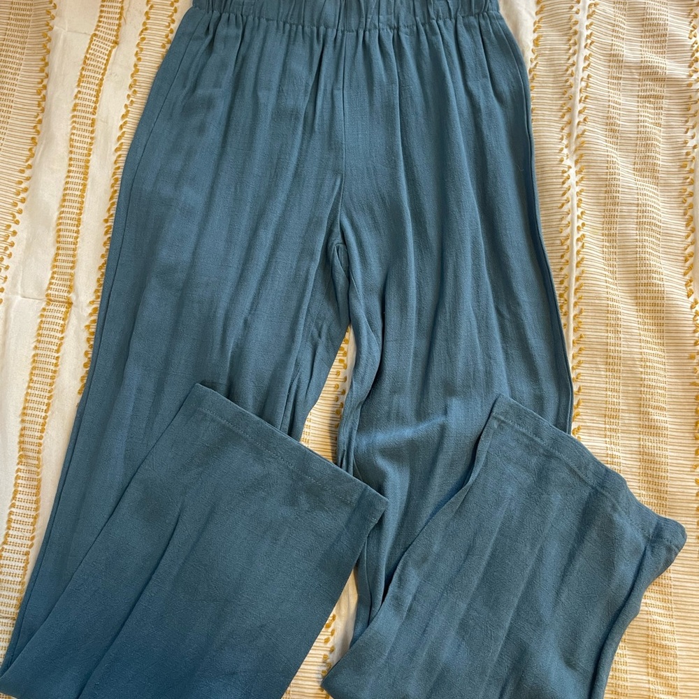 SHEIN Teal Wide Leg Pants
